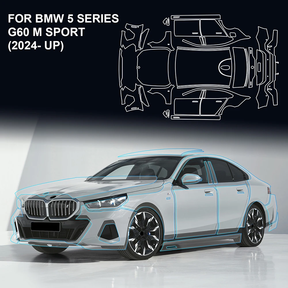 

for BMW G60 5 Series M Sport 2024 Car Body Sticker Precut Paint Protection Film Anti-Scratch TPU Clear Bra PPF 8.5mil