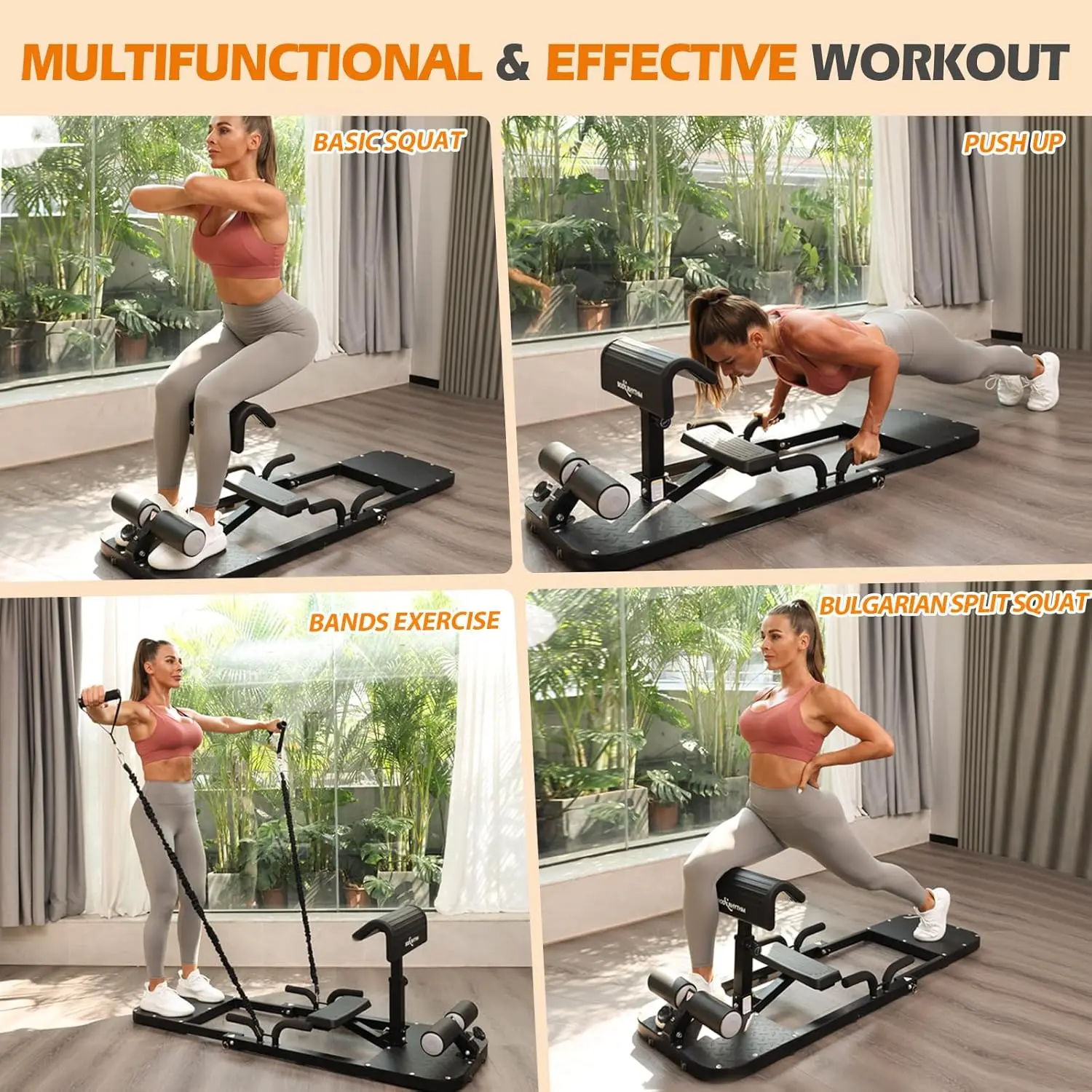 Multifunctionele Hip Thrust Machine, Sissy Squat Machine, Glute Machine, Squat Workout Machine & Bilts Trainingsapparatuur, Bulgar