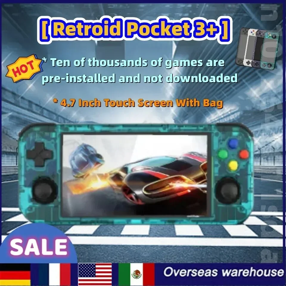 HOT Retroid Pocket 3+Plus Handhelds 4.7inch Touch Screen 4G+128GB PSP PS2 T618 Android 11 512G 65000 Game Support WIFI Bluetooth