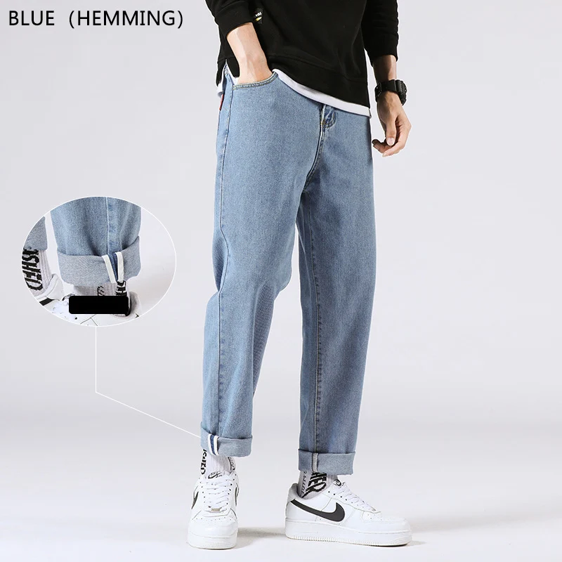 TFETTERS 2024 Summer Jeans for Men Korean Cropped Mid Rise Cuffs Korean Men Pencil Pants Streetwear Skateboard Casual Bottoms