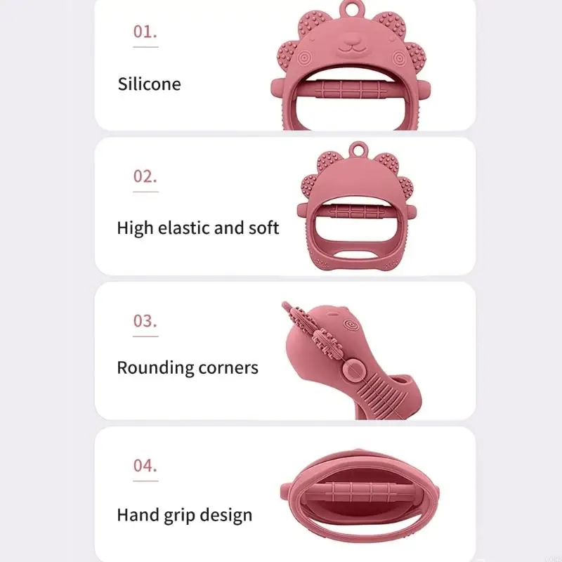 CORB Silicone Baby Teething Hand Guard Chew Toy Animal Design For Teeth Stimulation And Hygiene Protections