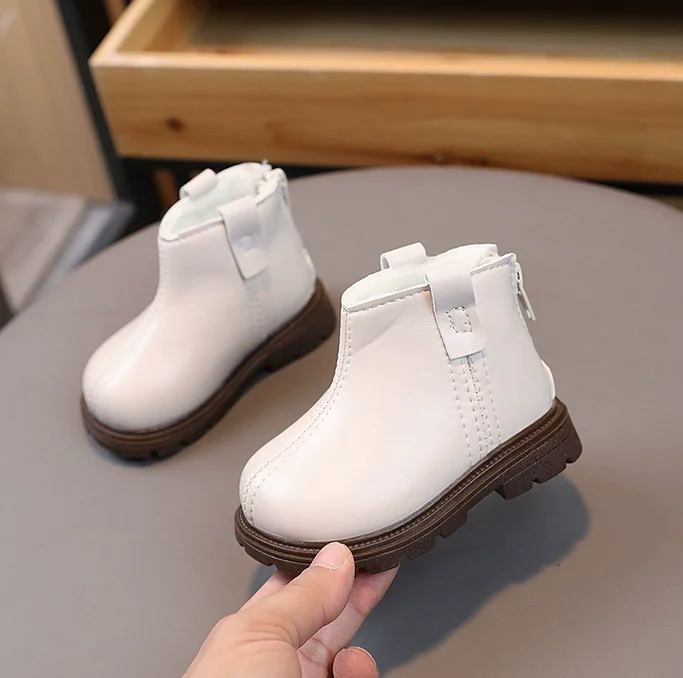 الاتجاه الجديد عودة زيبر مدخنة الأحذية للفتيات الصغيرات دافئ المخملية الوليد بيبي بوي أحذية قصيرة الشتاء أحذية حفلة عيد ميلاد #5