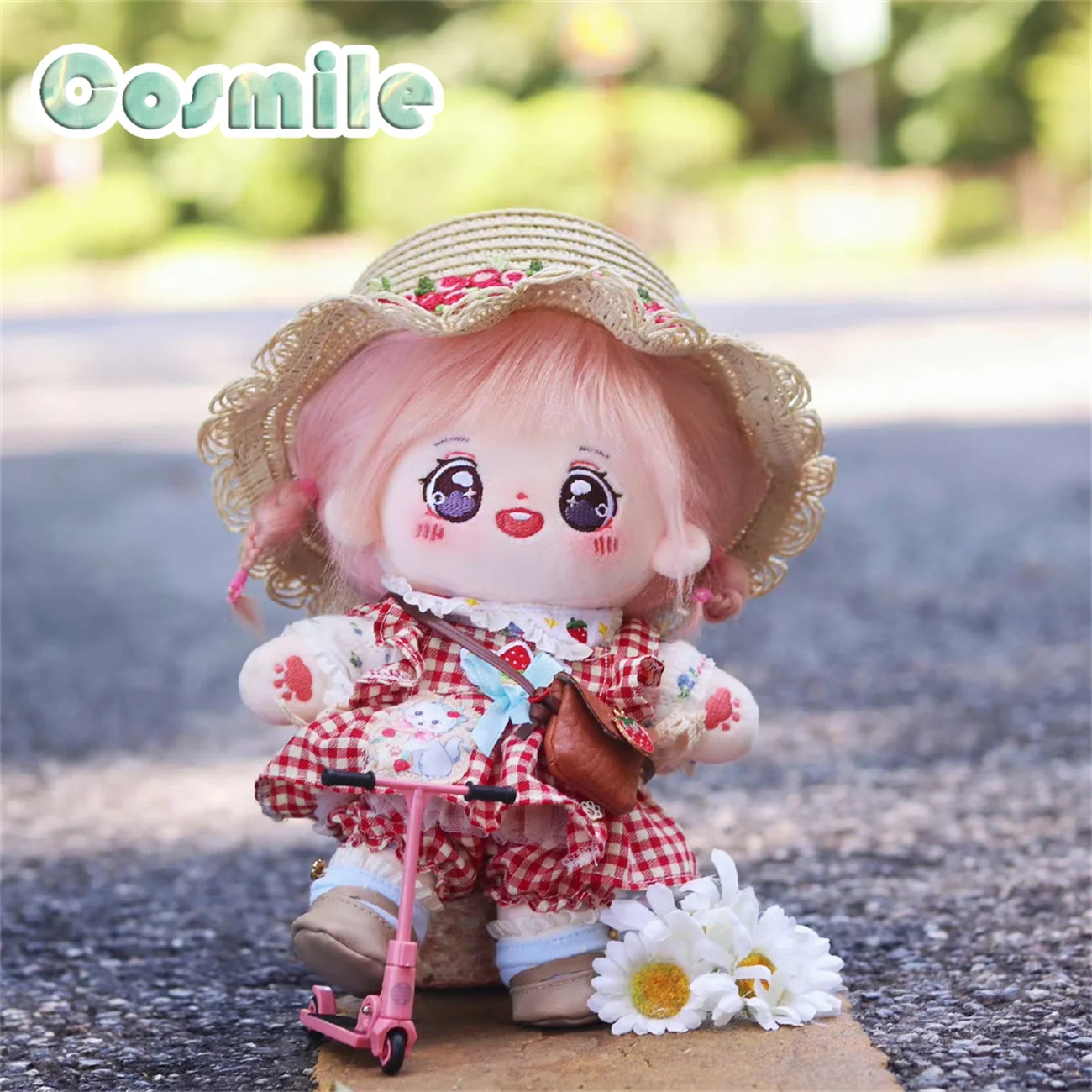 Kpop Star Idol Red Skirt Tea Party Picnic Dress Cute Fashion Costume Stuffed Plushie 20cm Doll Only Clothes Clothing XL