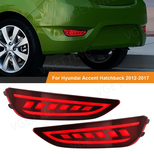 Reflector de parachoques trasero LED para Hyundai Accent 2012 2013 2014 2015 2016 2017 luz de freno de parada señal de giro lámpara antiniebla accesorios de coche