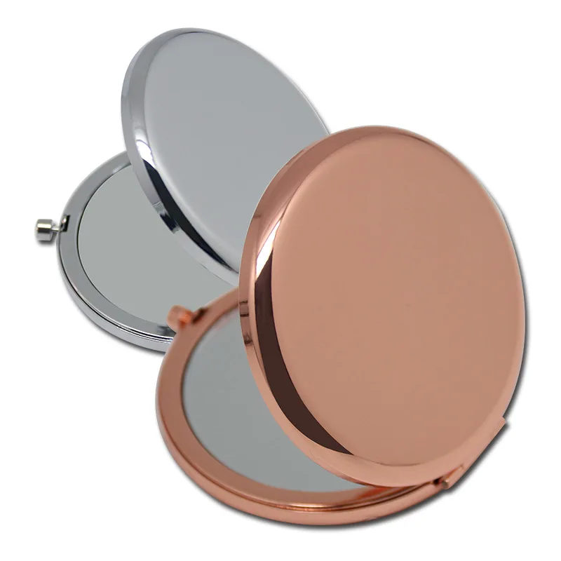 65mm Double-sided Compact Mirror Flat Folding Portable Metal Makeup Mirrors Creative Gifts