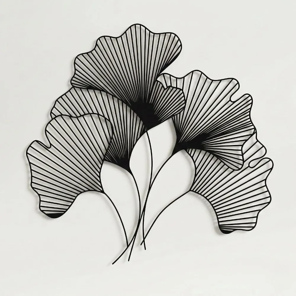 Metal Flower Wall Art, Geometric Art, Ginkgo Biloba Leaf, Flower Sign, Metal Wall Decor(43