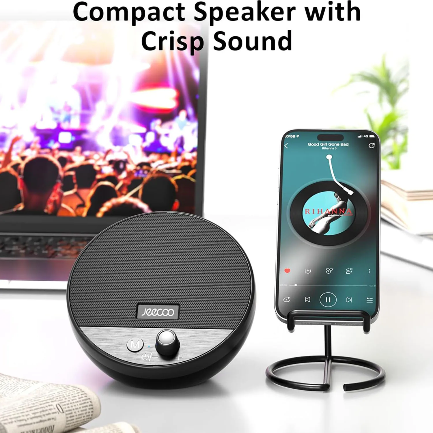 USB Computer Speaker for Laptop, PC, External Speakers for Desktop Computer, Crystal Clear Sound, Loud Volume, Plug-N-Play