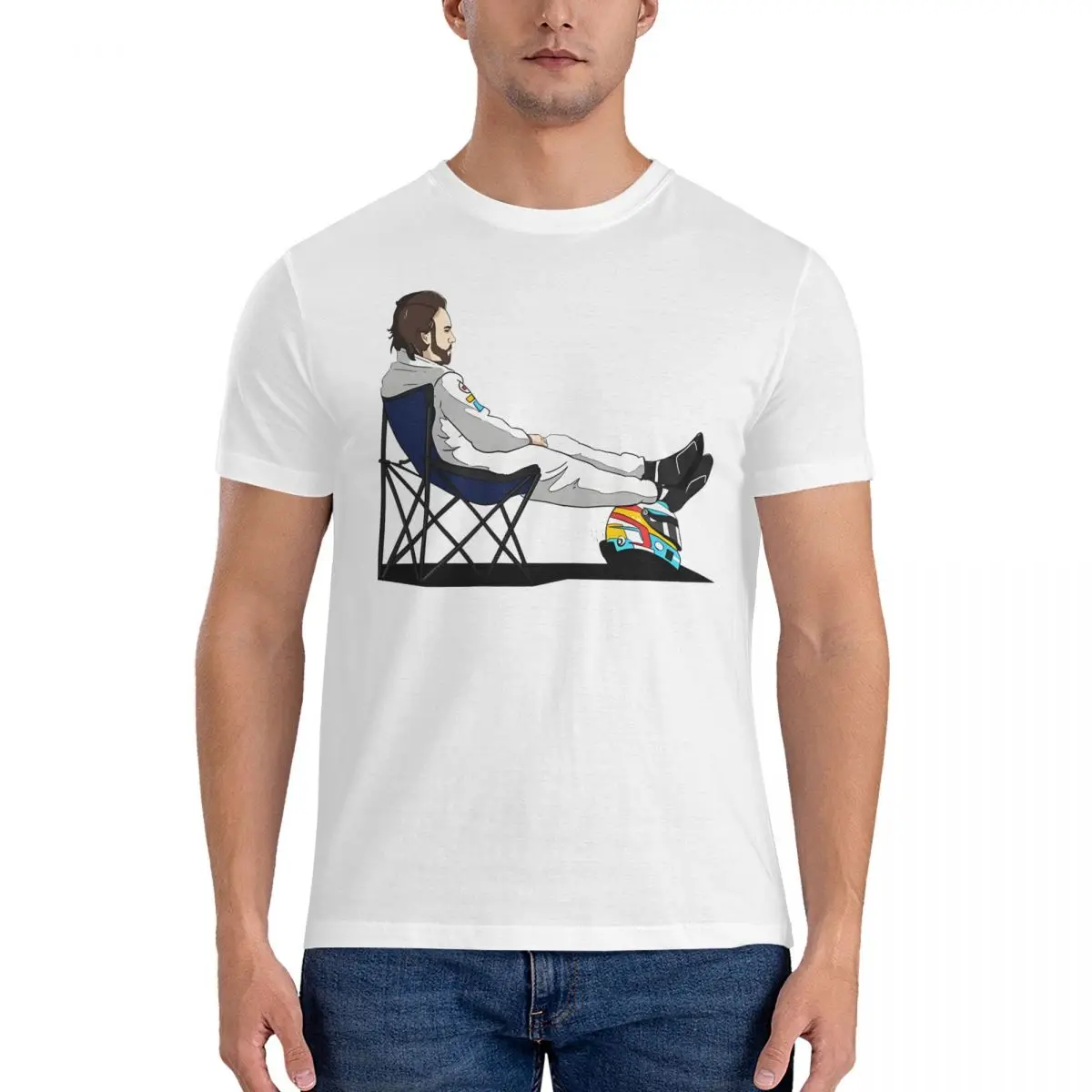 T-Shirts Formula 1 - Deckchair - Cutout Funny 100% Cotton Tees Short Sleeve Fernando Alonso T Shirts O Neck Tops New Arrival