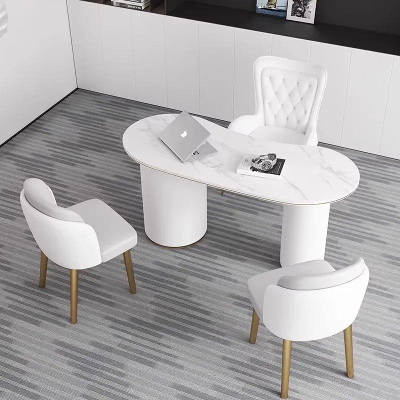 *Modern Luxury Rock Board Reception Desk Chair Simple High-Value Designer Metal Furniture for Beauty Salon Medical Office