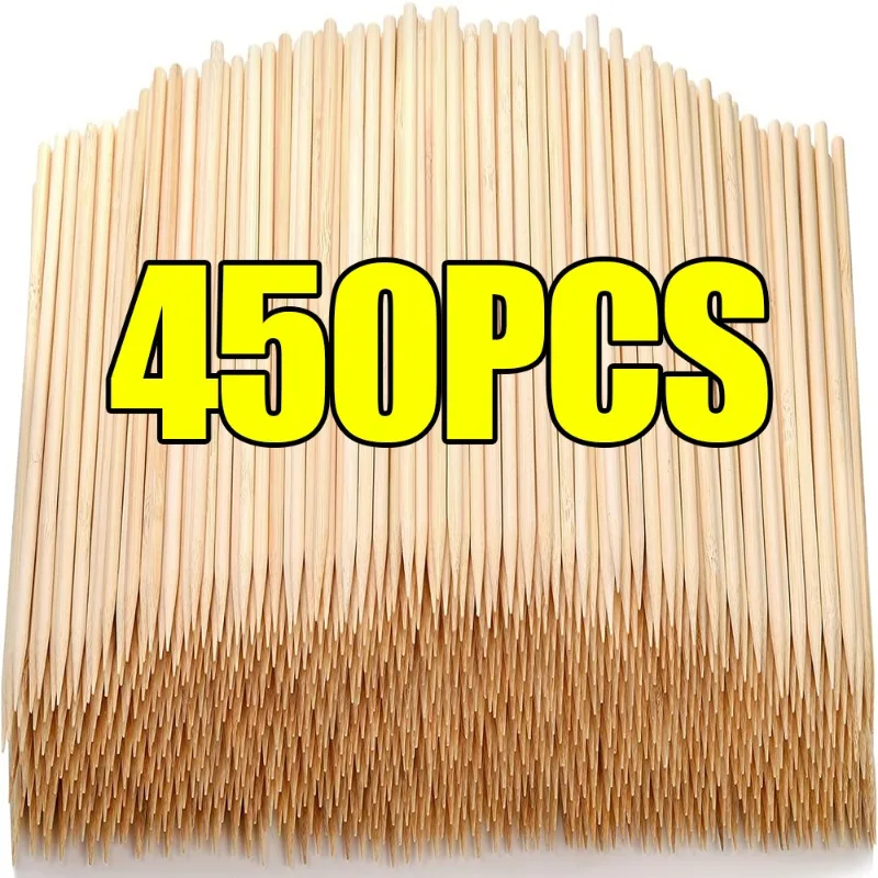 450/90pcs Bamboo Skewer Sticks Sturdy Disposable Barbecue Fruit Natural Wood Sticks For BBQ Party Buffet Food Tools Accessories