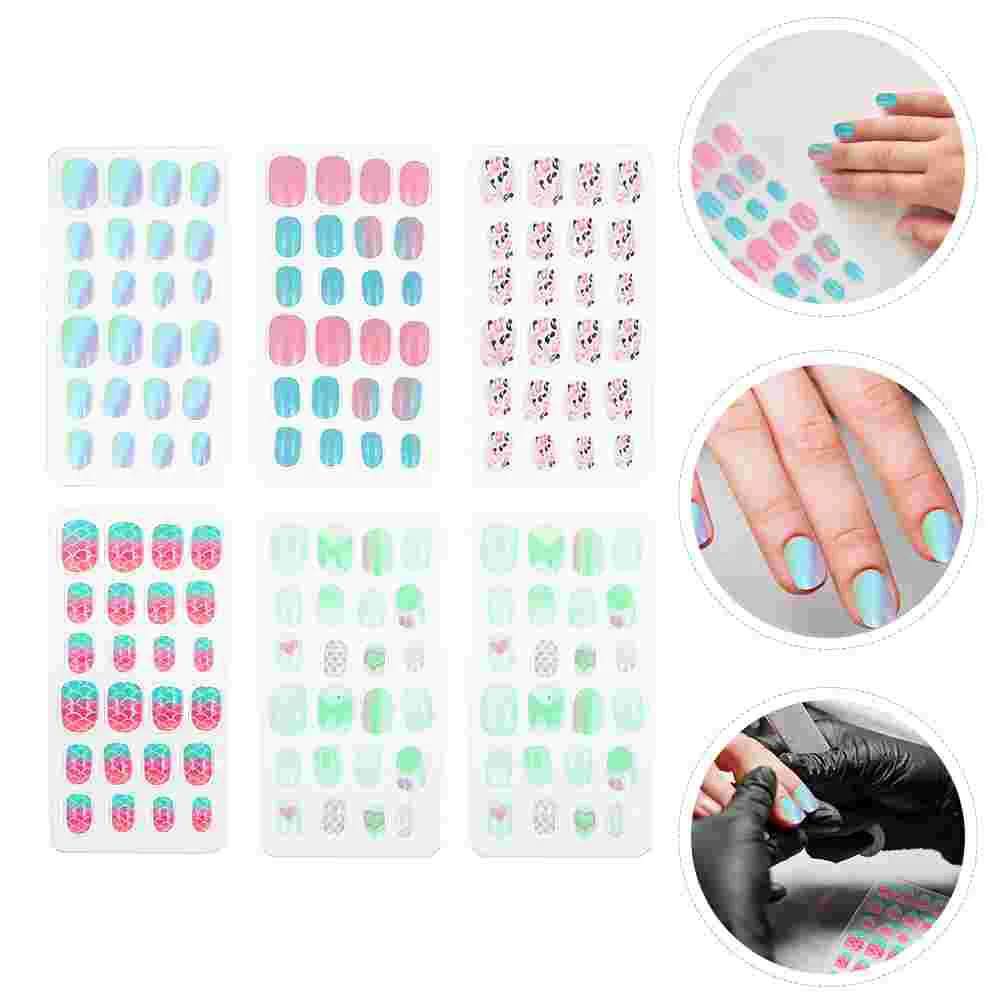 

6 Boxes Children's Nail False Nails Adorable Kid Fake Manicure Abs Tips for Kids