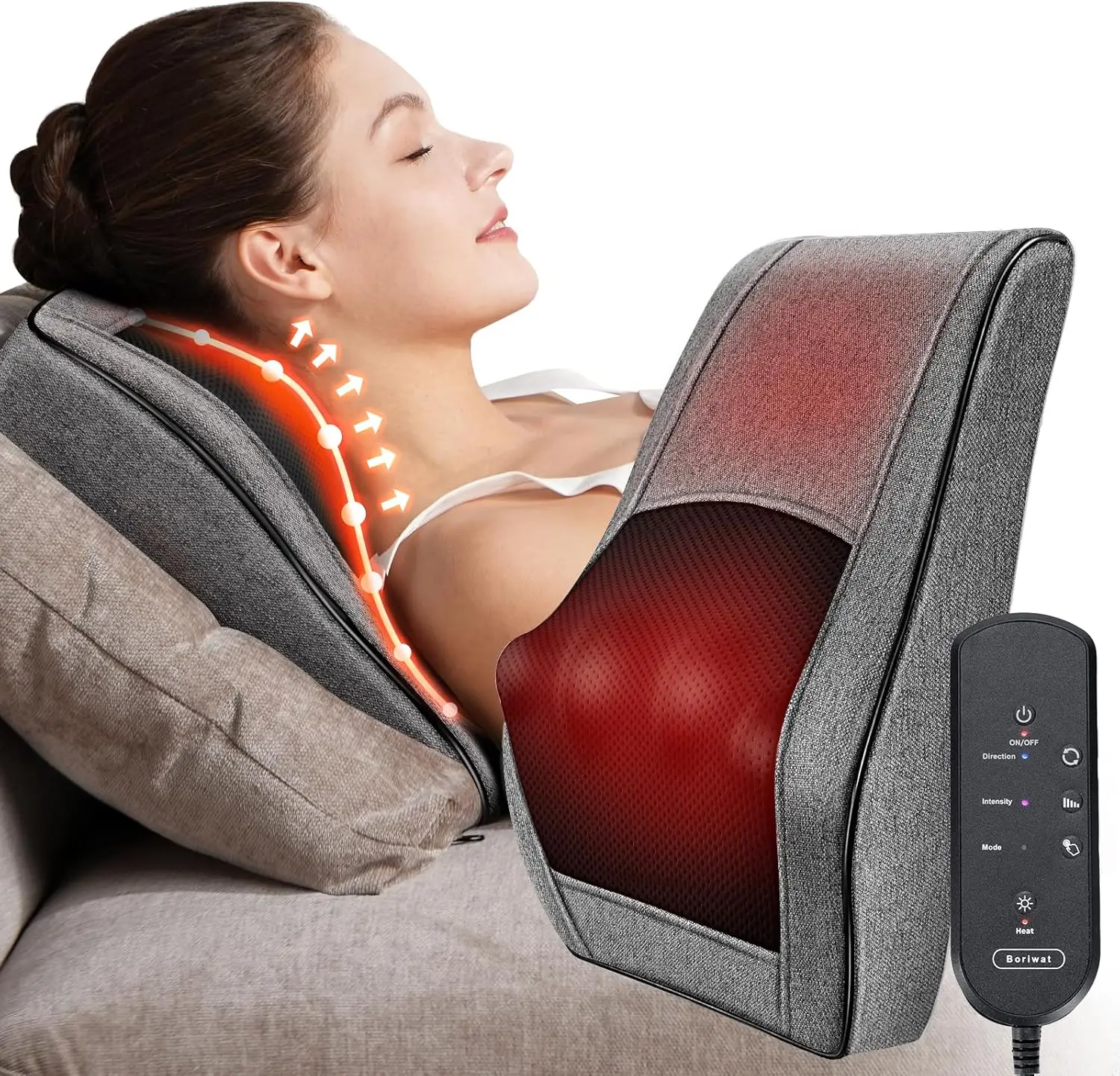 

Heated Back Massager with 3D Kneading, Neck Shoulder Pain Relief Pillow, Gift for Women Men