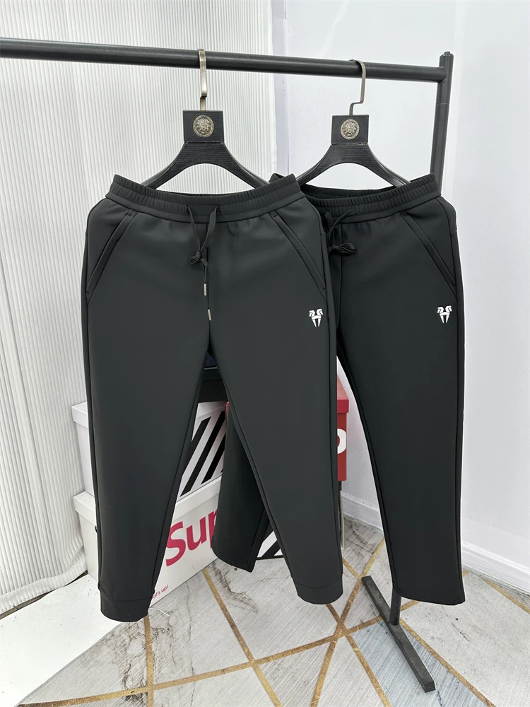 

Thiened Fce Lined Classic Simple Men's Straight Leg Cuffed Pants Windproof Warm Casual Trousers Faionable Autumn Winter