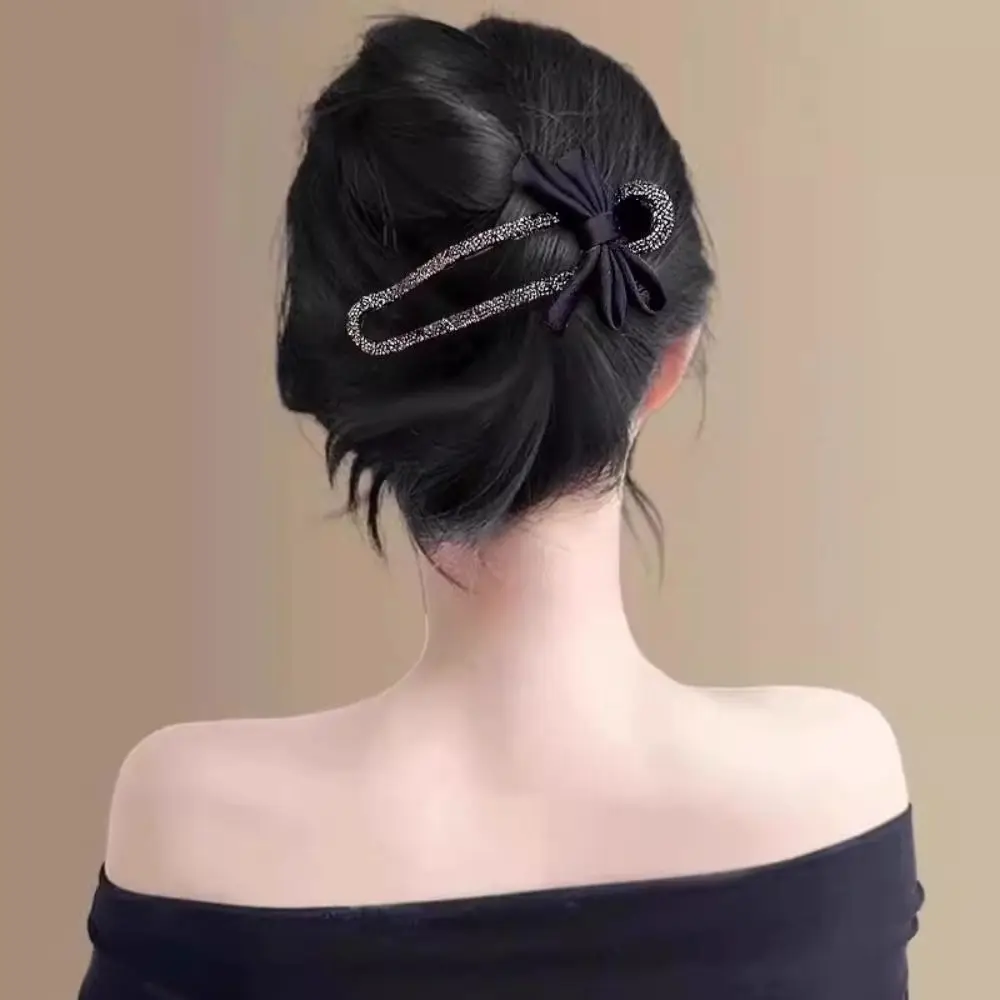 Hair Ornament Large Duckbill Hair Clip No Irritation Duckbill Clip Straight Clip Rhinestones Pearls Bow Back of Head Barrette