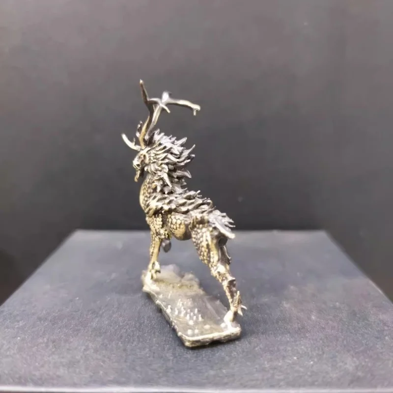 تمثال كيلين المصغر النحاسي العتيق لديكور المنزل، وزخرفة السيارة، وديكور طاولة فنغ شوي هدية مكتبية