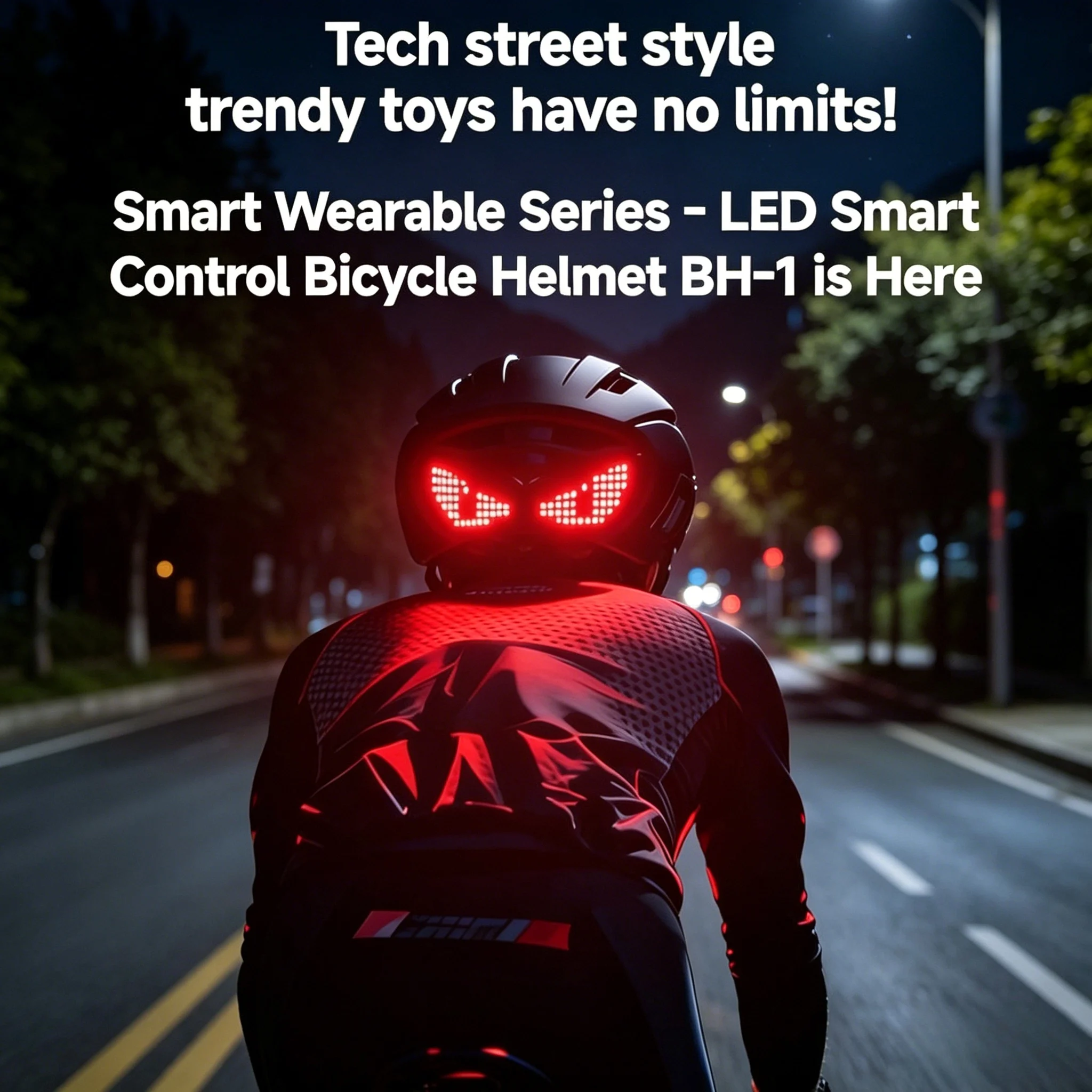 

New Style Motorcycle Bicycle Helmet With LED Demon Eye Warning Light Universal Night Riding Safety Protective Helmet