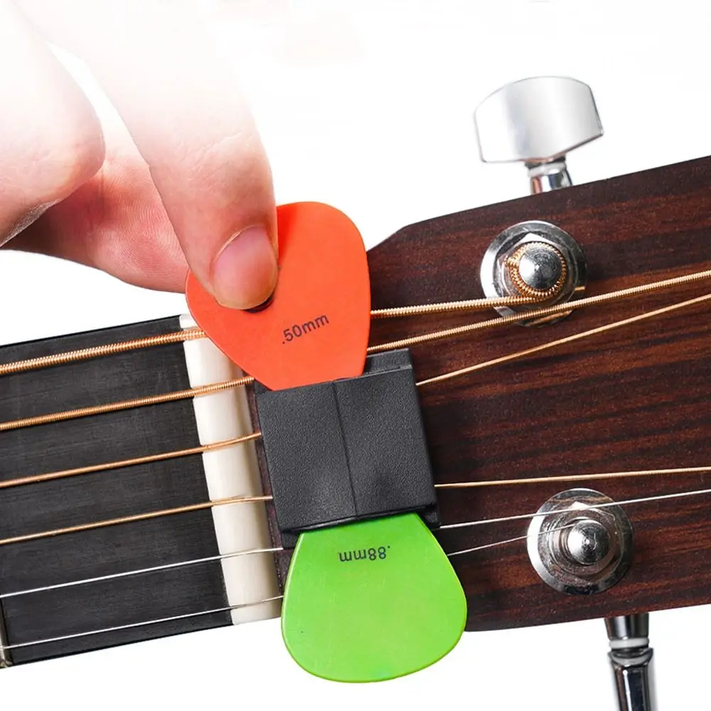 Black Rubber Guitar Pick Holder Fix On Headstock For Bass Electric Guitar Accessories