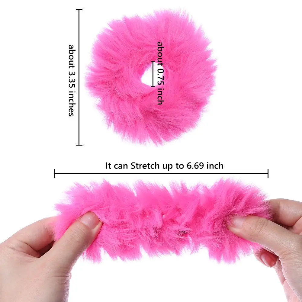 2 pezzi donna ragazze inverno pelliccia capelli Scrunchies Pom Pom cravatta per capelli Fuzzy fasce elastiche per capelli titolari coda di cavallo