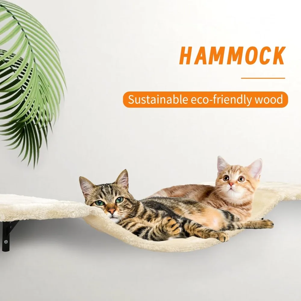 ติดผนัง Cat Climber ชุดชั้นวางปีนเขา, Perches, สะพาน, เปลญวน, Scratching Board & Ball - 7 ชิ้นไม้ในร่มแมว Furn