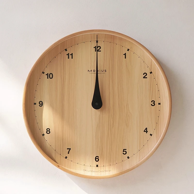 Wooden Quiet Wall Clock  Accurate Nordic Timepiece  Durable Living Room Clock  Fashionable Round Wall Timepiece