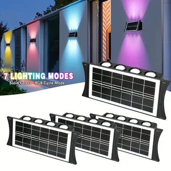 4/6/8LED Işıkları Güneş Duvar Yıkayıcı Yukarı ve Aşağı Aydınlatma Yüksek Parlaklık RGB Degrade Renk Duvar Lambası Peyzaj Bahçe Dekor