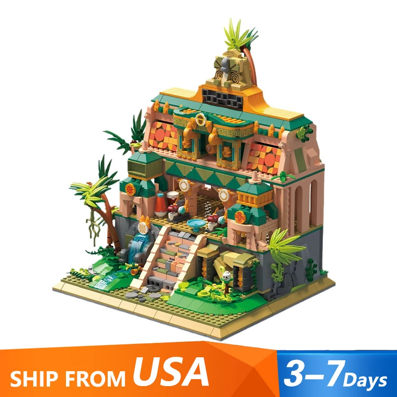 

1645 шт., наборы строительных зданий в средневековом замке «Потерянный храм», модульный строительный блок, сборная модель, комплект, подарок для взрослых