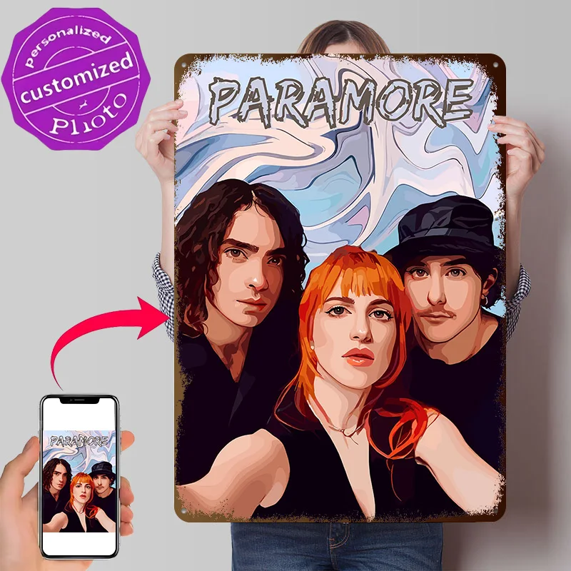 Paramore Band Portrait - Póster de metal con textura 3D personalizado, cartel de hojalata para decoración de pared, decoración de habitación en casa, Wand Deko