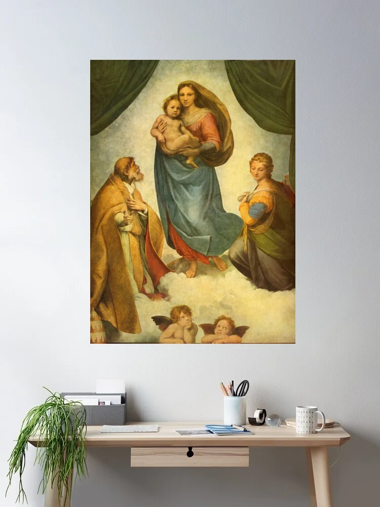 

Raffaello Sanzio - The Sistine Madonna Giclee Fine Canvas POSTER ,Home Decor Wall art painting