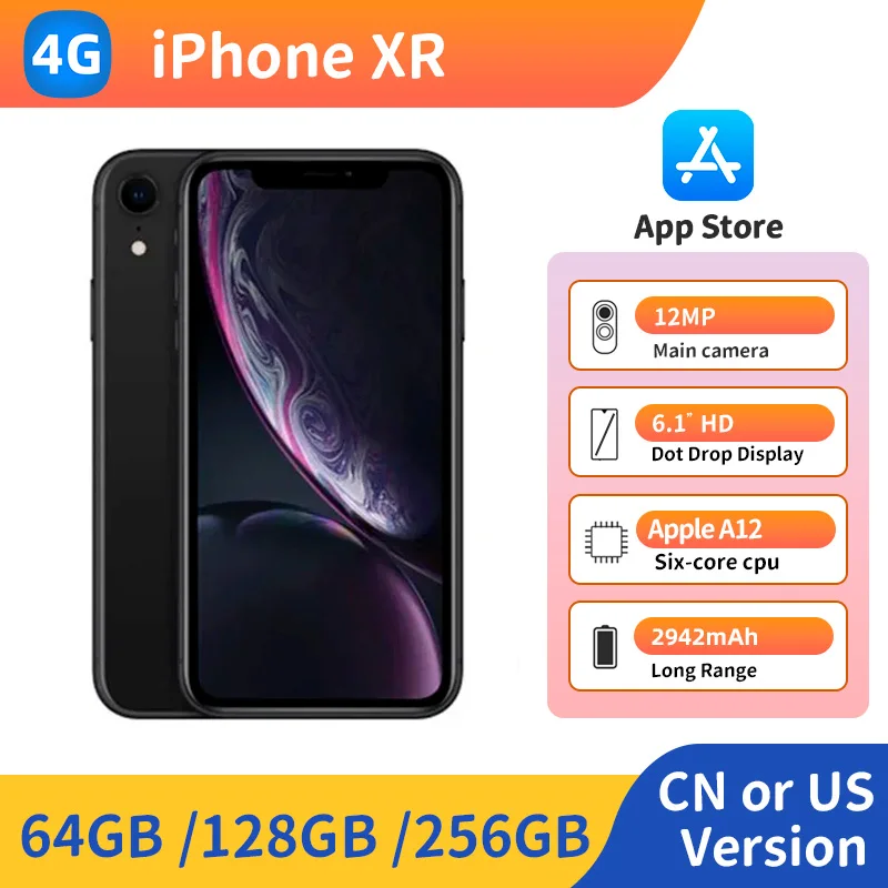 هاتف Apple iphone XR Smartphoen IOS 64GB/128GB/256GB ROM شاشة 6.1 بوصة في حالة جيدة WIFI هاتف مستعمل أصلي
