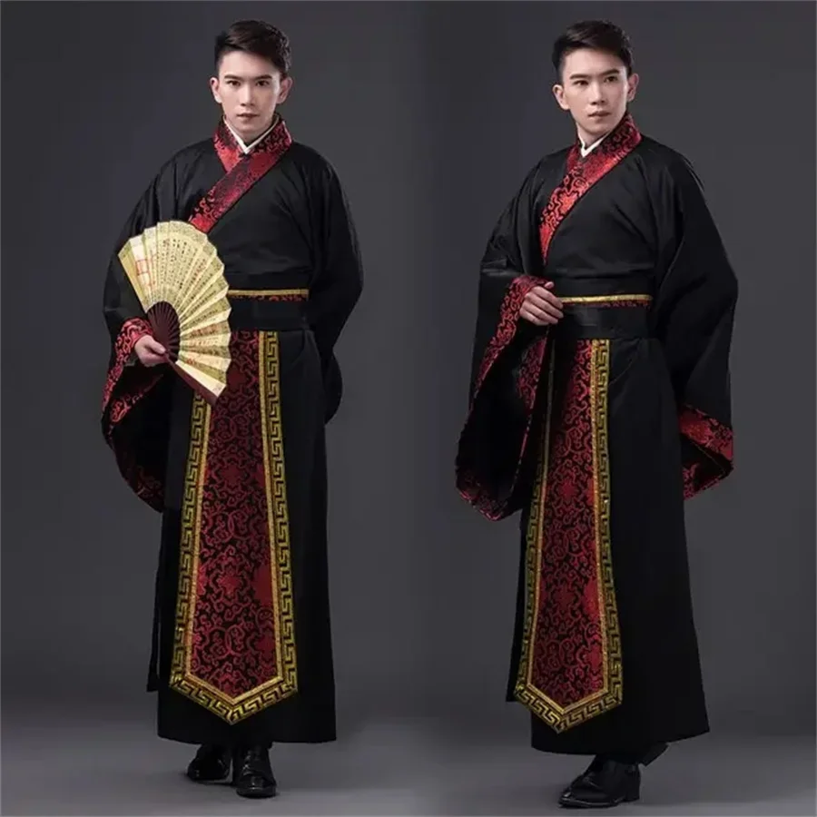 

Chinese Silk Robe Ancient Knight Costumes Men Aldult Kimono China Traditional Vintage Ethnic Stage Cosplay Dance Costume Hanfu