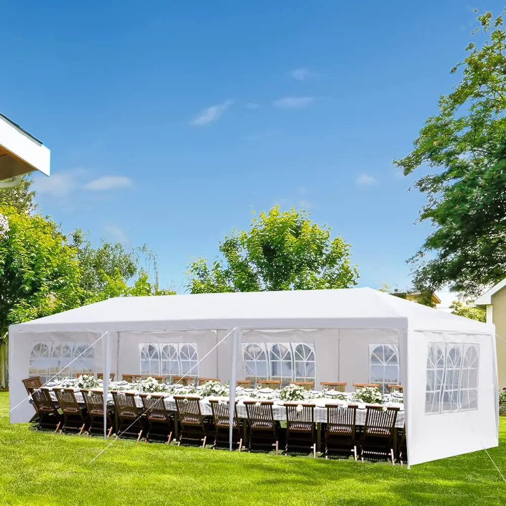 Heavy-Duty Pergola Canopy Tent for Wedding Party Commercial Event, 10x30ft White Outdoor Gazebo Sun Shelter, Customized