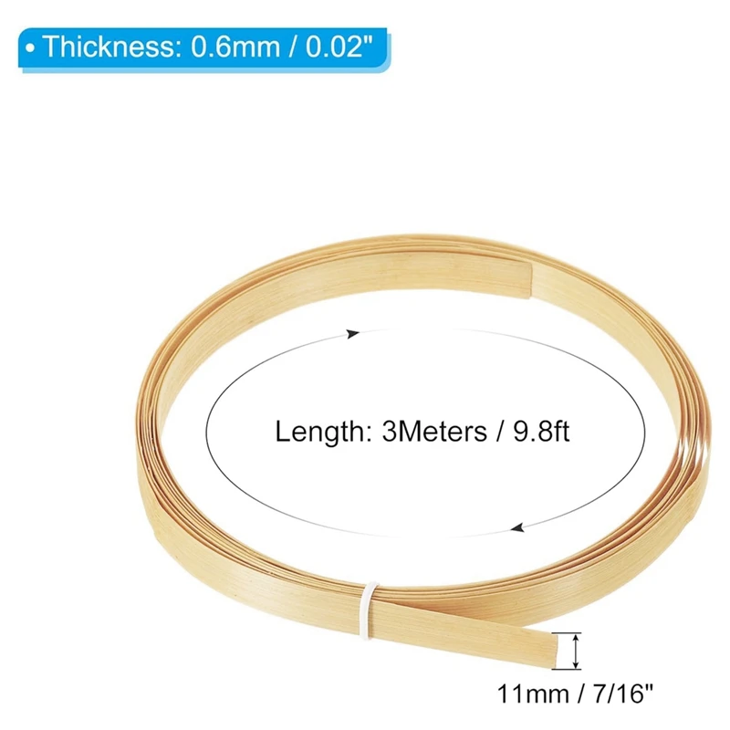 Strip bambu untuk tenun 7/16 inci 10 kaki, 5 pak rotan anyaman datar tipis untuk membuat keranjang DIY kerajinan, krem, tahan lama