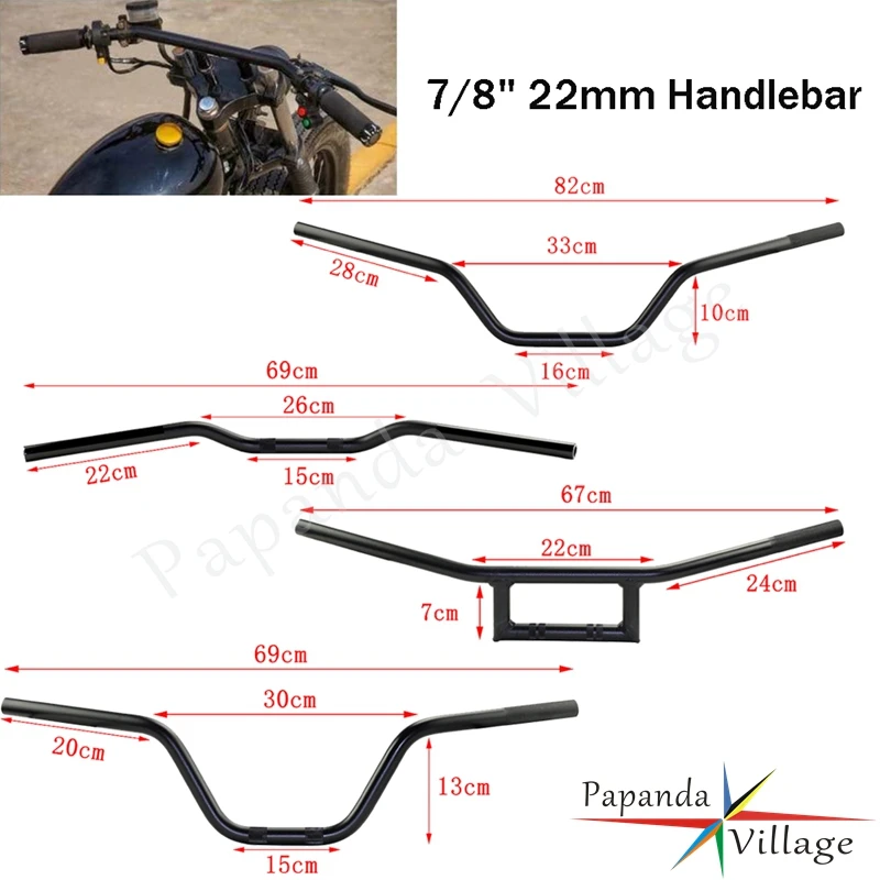 B lack Motorcycle Endflats Off Road 7/8 in. Barres de Commande de Guidon 22mm, pour Honda Yamaha Suzuki KLX KXF YZF CRF Poly CR
