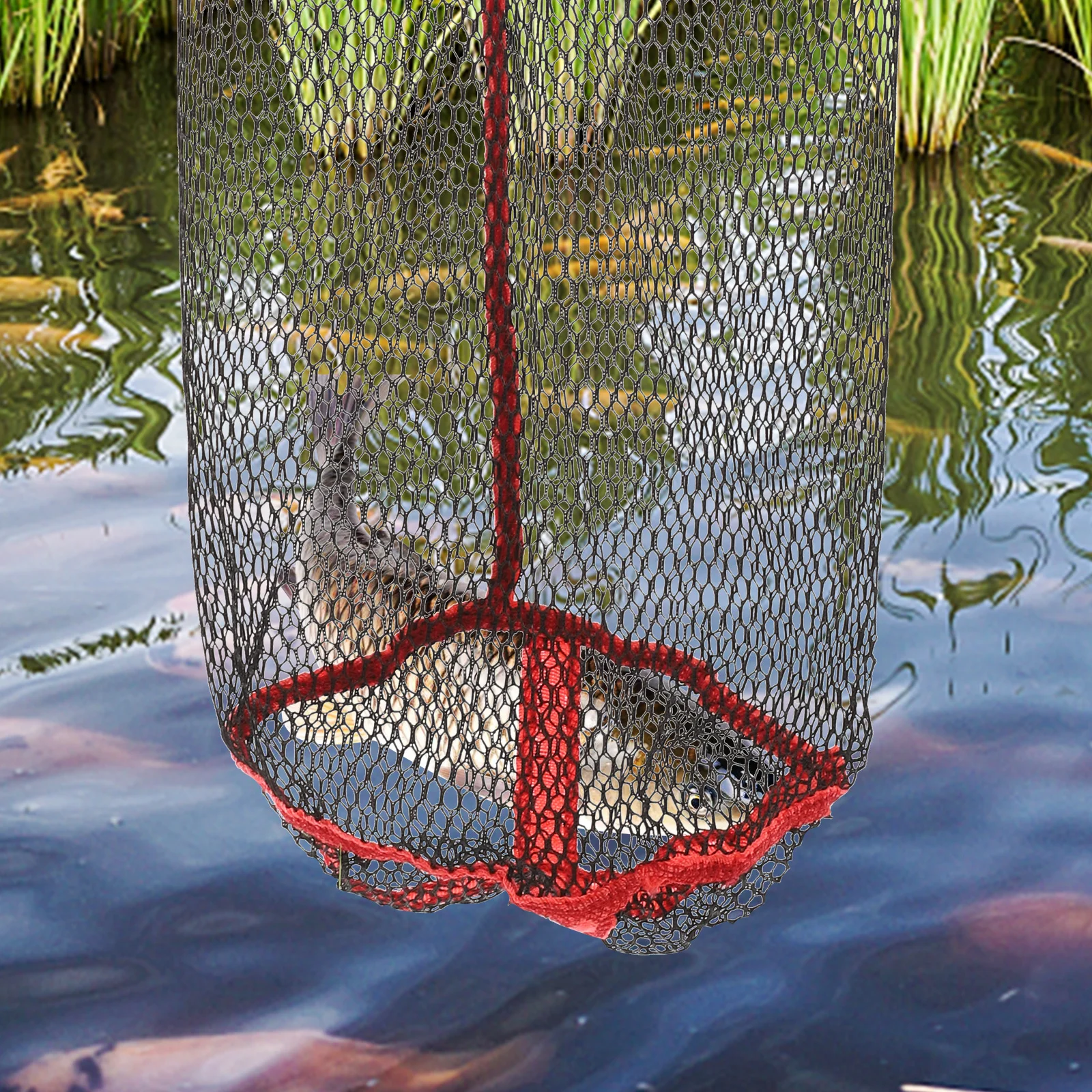 

Foldable Fish Bag 0 8m Aluminum Fishing Net Drawstring Portable Reinforced Bottom Easy Storage Carry Random Color High Capacity