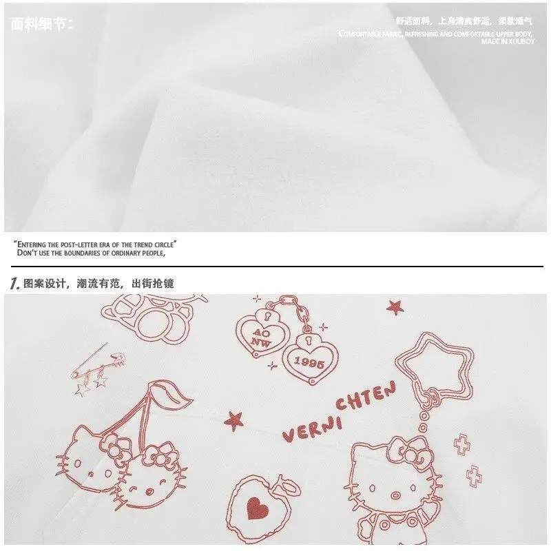 سانريو مرحبا كيتي الخريف والشتاء الحد من العمر سترة فضفاضة Kawaii أنيمي موضة عادية مقنع البلوز قطعتين مجموعة امرأة