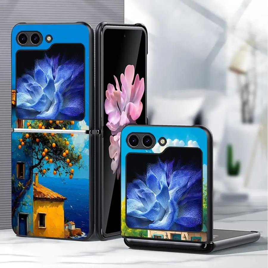 Villa House Scene Landscape Case for Samsung Galaxy Flip5 Z Flip 7 6 5 4 3 Flip4 Flip6 Flip3 Flip7 FE Back Phone Cover Funda