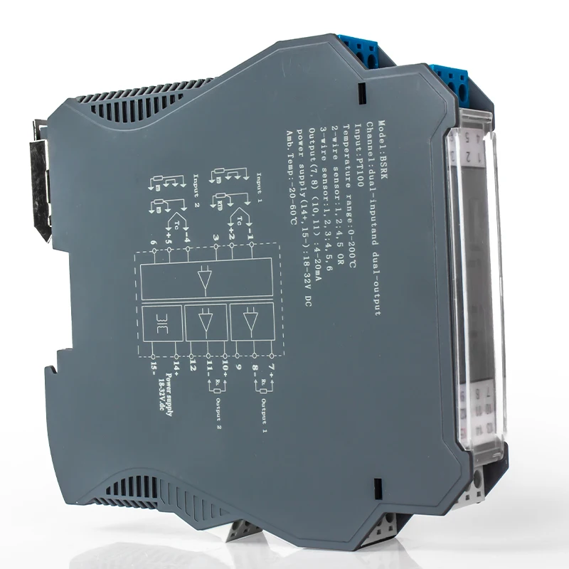 

PT100 K type Temperature Signal Repeater 0-1300℃ 0-100℃ 0-200℃ Signal Converter 1 In 2 Out Temperature Transmitter