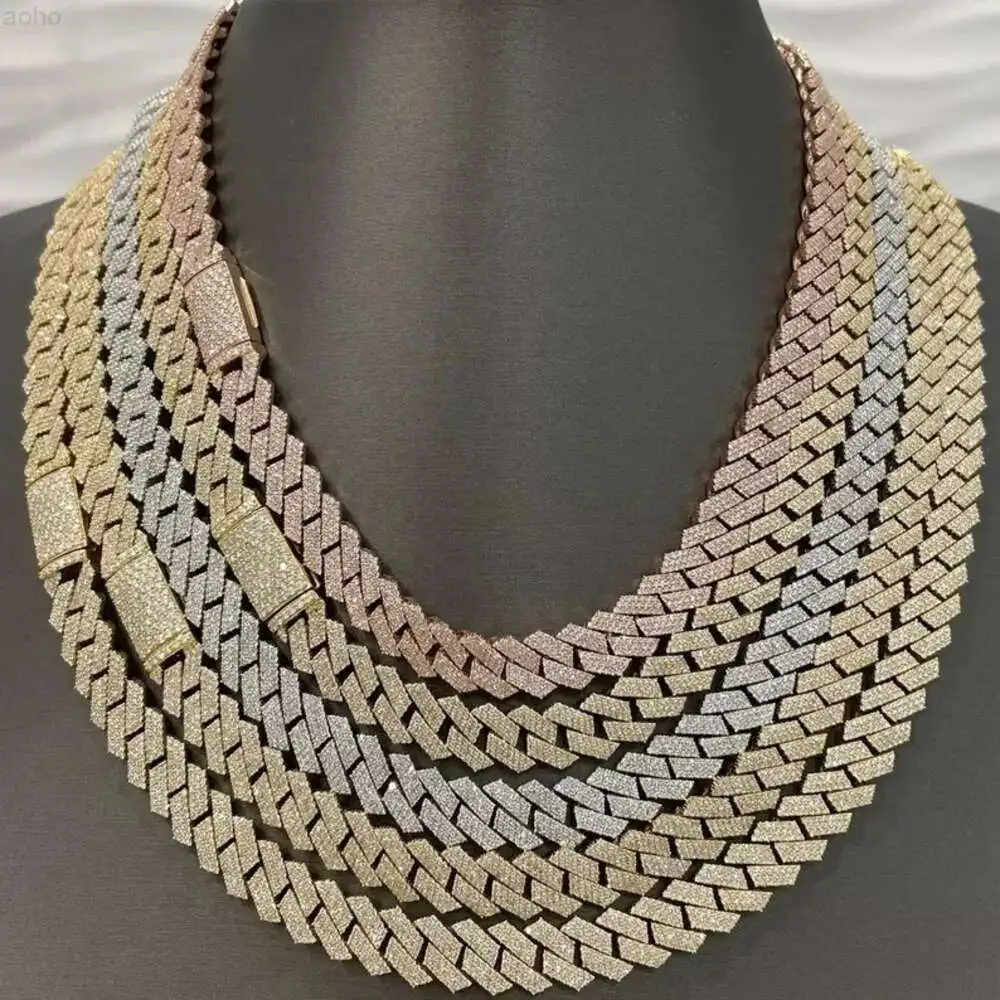 

12mm Solid Gold Iced Out Lab Diamond Cuban Link Chain Hip Hop Gold Chain Miami Cuban Chains Necklace for Mens and Women