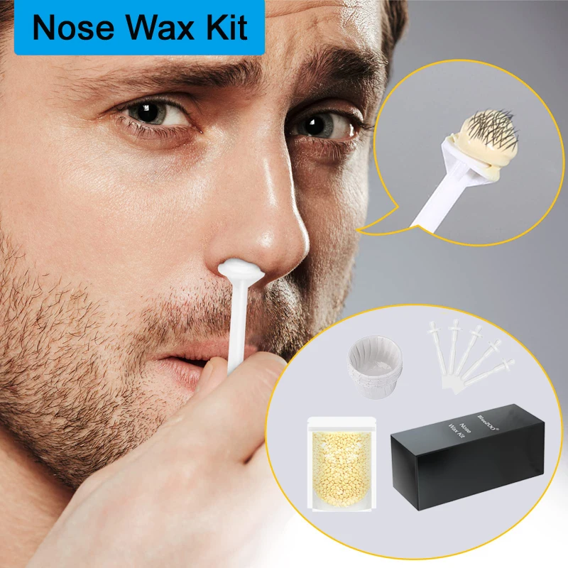 Portable Nose Hair Removal Wax Set Painless Nose Wax bean Kit  - Paper Free Nose Hair Cleaning Wax Beans Set for Men & Women