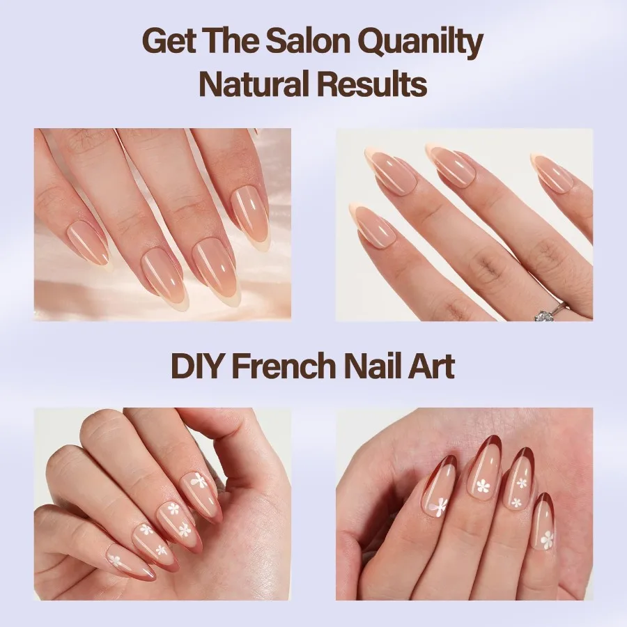 ミスシックス XBASI CTIPSフレンチチップ 付け爪 300枚入り ミディアムアーモンド型 フレンチジェルネイルチップ DIYネイルアートエクステンション ソフトジェルプレス