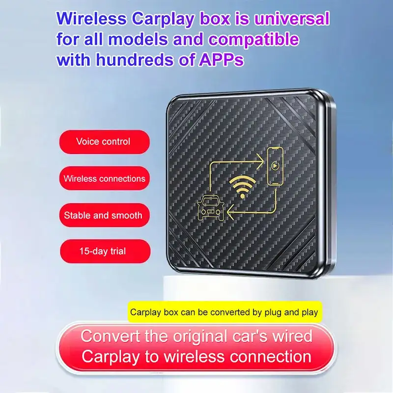 Car Connected Box Wireless CarPlay Adapter Konvertieren Sie kabelgebunden in Wireless Plug & Play Dongle 4G Android