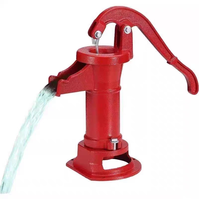 Antique Pitcher Hand Water Pump Cast Iron Red Hand Well Pump 25ft Maximum lift Manual Water Transfer Pump Boost Fountain Pump