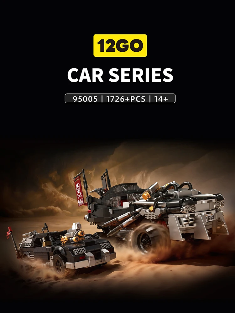 

1726 PCS MOC Post-Apocalyptic Vehicle Building Set, DIY Punk Style Custom Car Model with Dual Cars, Display Decor for Collectors