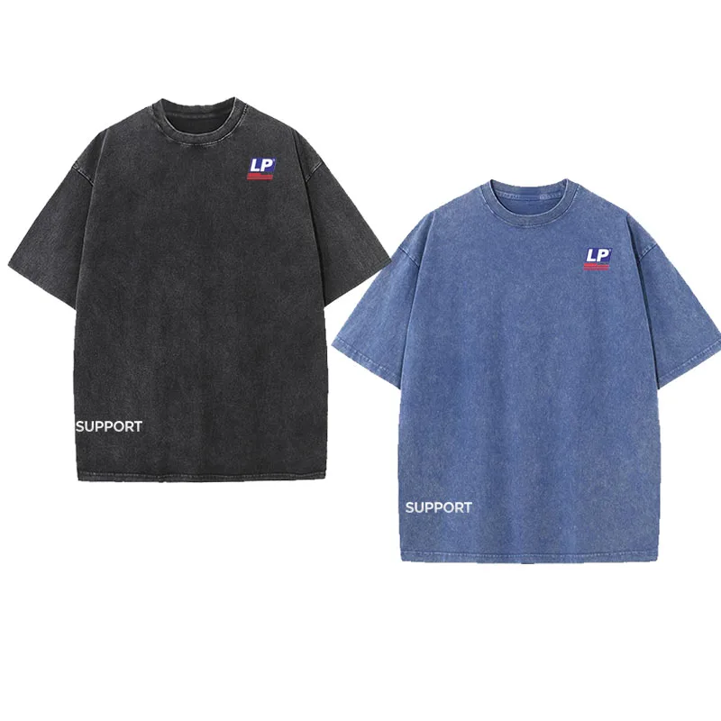 2026LP SUPPORT Retro Washed Print T-Shirt - Men's and Women's Universal Short-Sleeved T-Shirt - Standard European Size Version
