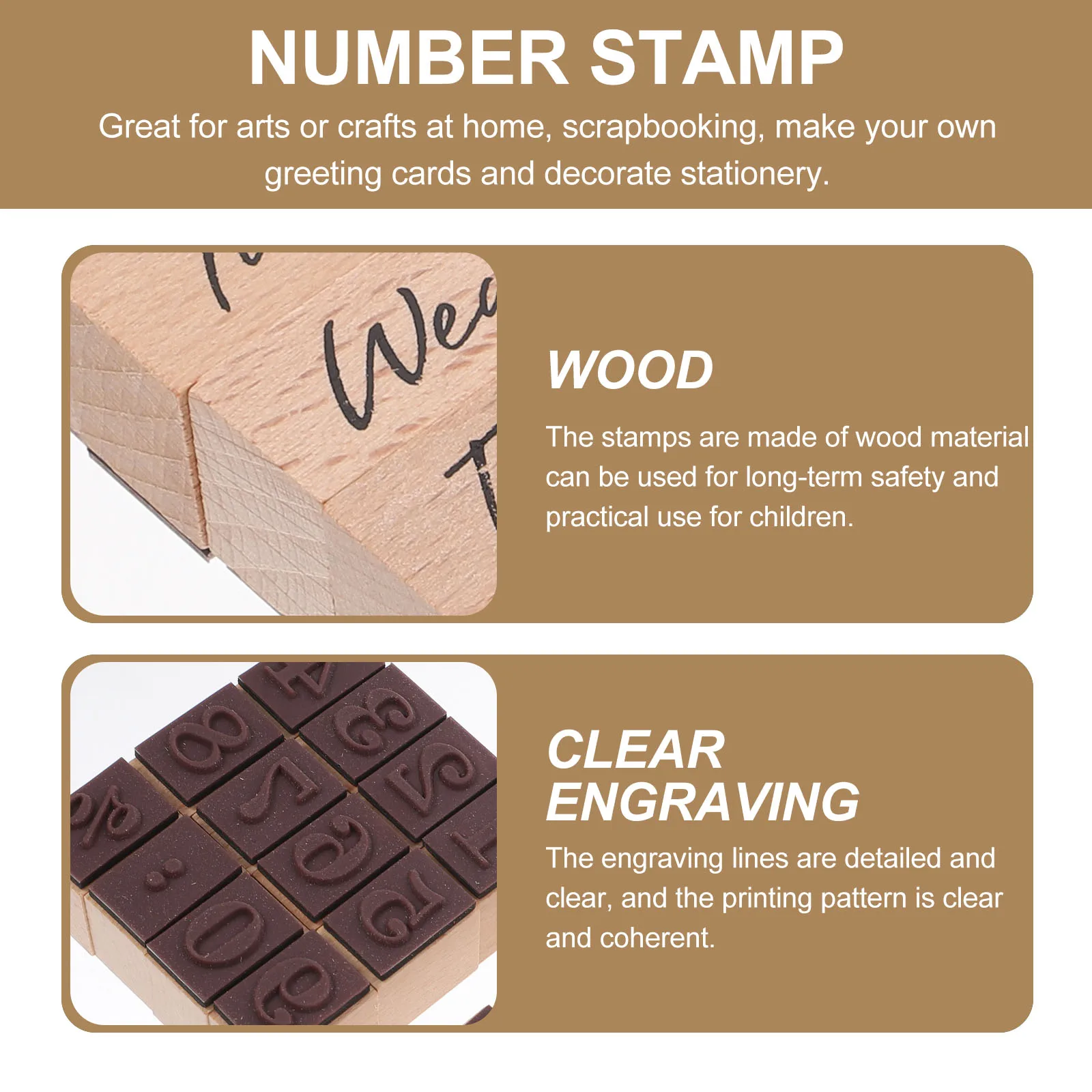 

32Pcs Months Weeks Numbers Wooden Stamp Kit for Scrapbook Cards Making Crafts Decorative Projects Number Stamp
