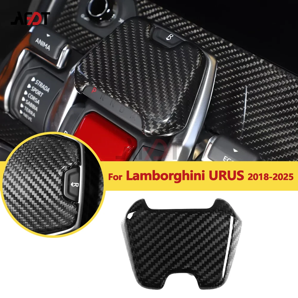 AFDT For Lamborghini URUS 2018-2025 Real Carbon Fiber Center Console Gear Shift Knob Cover Sticker Car Interior Accessories