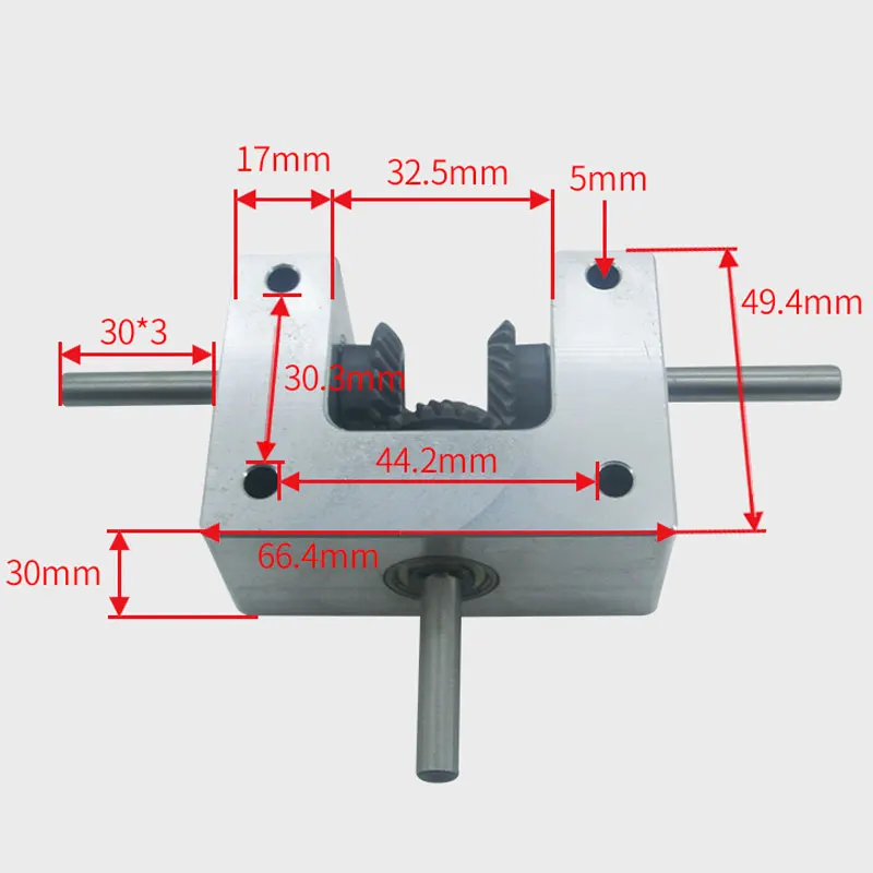 Differential Assembly Gear Box Small Angle 90 Degree 1:1 Spiral Bevel Gear Shaft 6 Common Shaft 8 Double Output Shaft Reverse