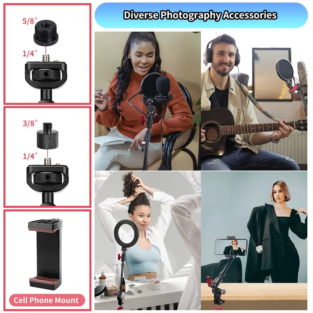 22 inch 57cm adjustable magic arm with super clip camera bracket hinged arm friction magic arm camera installation with 1/4 inch