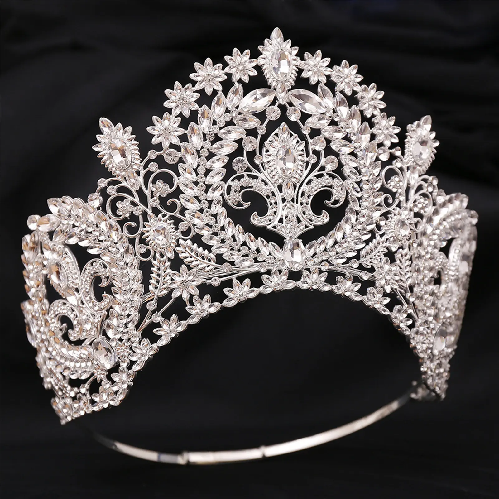 Wedding Crown Rhinestone Headband Full Glittering Hollow Tiaras Bridesmaid Party Headpiece Luxury Engagement Hair Jewelry Gfits
