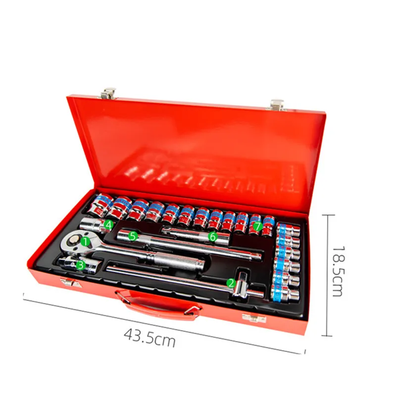 Imagem -02 - Car Repair Mão Tool Grupo Caixa de Ferramentas Mecânicas Home Socket Wrench Grupo Chave de Fenda de Catraca 24 Pcs